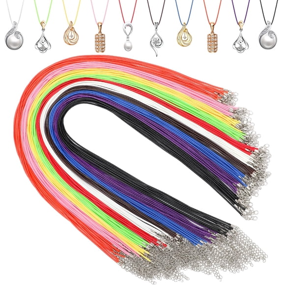 Collar Cord Ecation, 100 unidades, 61 cm, piel encerada, 10 colores