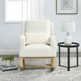thumbnail image 2 of Accent Rocking Chair with Lumbar Pillow, Upholstered Teddy Fabric Rocker Recliner Chair with High Back and Two Side Pockets, Comfy Armchair Rocker Glider Chair for Living Room, Bedroom, White, 2 of 9
