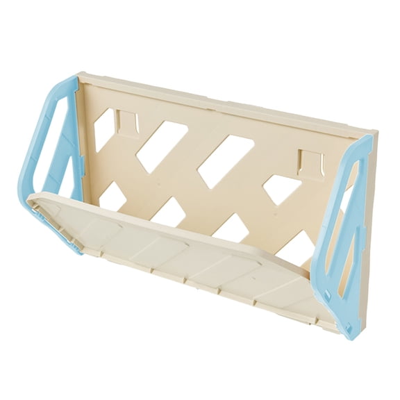 LACKUST Wall Mounted Folding Shoe Rack - No Drilling Adhesive Shoe Organizer, Damage Free Space Saving Storage with Drainage for Bathroom Entryway Behind Door, Blue