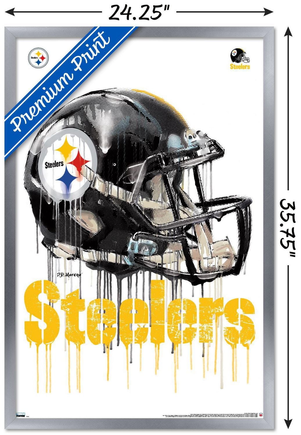 NFL Pittsburgh Steelers - Drip Helmet 20 Wall Poster, 22.375" x 34" Framed