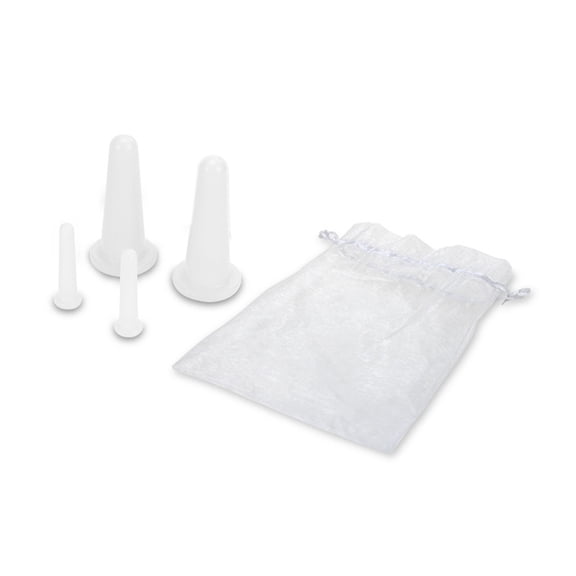 XIRQI 4 Pcs Face Cupping Set, Facial Cupping Set for Face and Eye Massage, Silicone Massage Vacuum Anti Aging Beauty Tool Facial Eye Care (2 Small 2 Large) (Clear)