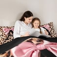 thumbnail image 5 of Erosebridal Brown Leopard Print 7pcs Bedding Comforter Set For Girls,Letter A Initial Kids Queen Bedding Sets,Black Reversible, 5 of 7