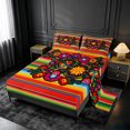 thumbnail image 2 of meiyoeat Colorful Fiesta King Sheets,Men Women,Folk Print Bedding For Men Women,4-Piece,1 Flat Sheet,1 Fitted Sheet and 2 Pillowcases, 2 of 6
