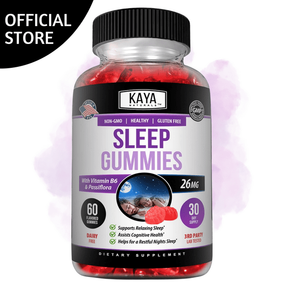 Kaya Naturals Melatonin Calm Relaxing Sleep Aid Gummies 60ct, Fall Asleep Fast and Stay Asleep