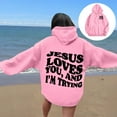 thumbnail image 2 of Womens Sweatshirt Hoodies Long Sleeve Hoodie Pullover Hoodie Baggy Hoodies Pink Womens Jacket Fall Sweatshirts Casual Clothes, 2 of 5