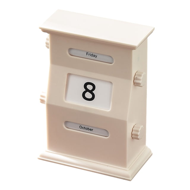 Hioecau Perpetual Calendar Retro Style Desktop Calendar with Rotating Display Easy Manual Date Month Day Setting Calendar