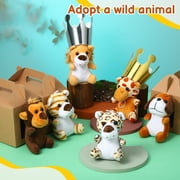 KABOER 40 Pcs Adopt A Pet Party Favor Set, Mini Stuffed Animal Toys, Cute 10 Pcs Small Plush Animals - Dog, Zebra, Leopard, Deer, 2 Style Elephants, Hippopotamus, Monkey, Tiger, Lion