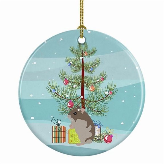 Dwarf Hamster Merry Christmas Ceramic Ornament 2.8 in x 2.8 in