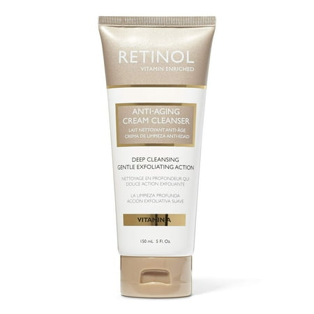 Retinol Cream Cleanser Anti-Aging – 5oz – Daily Deep Cleansing Facial Wash Improves Skin Texture, Moisturizes, And Exfoliates for Softer Face – Renewing Vitamin A Minimizes Wrinkles and Fine Lines