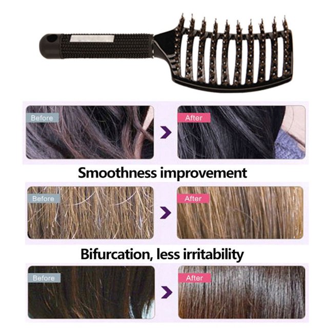Cepillo de peine de masaje de peluquería con peine de forma curva multifunción (negro) Likrtyny cuidado belleza