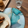 thumbnail image 3 of Teal Ombre Round 15 Inch Placemats Set of 4, Modern Marble Ink Painted Abstract HeatResistant Non Slip Place Mats for Dining Table, Wipeable Braided Kitchen Table Mats for Housewarming, 3 of 9