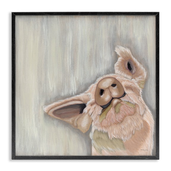 Stupell Industries Rustic Lodge Pig Looking Upward Black Framed Giclee Art, 24 x 24, by Ashley Justice