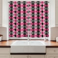 thumbnail image 2 of Ambesonne Pink Grey Kitchen Curtains, Diamonds and Lozenges, 55"x45", Pale Pink Black Grey, 2 of 3