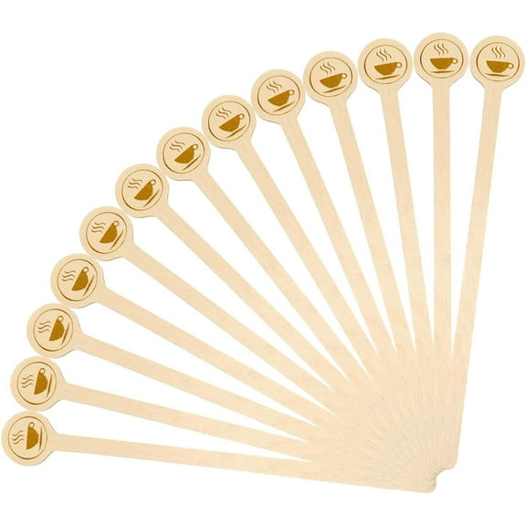 RUseeN 100 Pcs Coffee Stirrers Stir Sticks Wooden Beverage Mixer with Round Ends, Disposable Environmentally Friendly Cafe Grade Beverage Stir Sticks for 6 Inch Coffee Milk Cocktail Tea