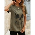 thumbnail image 5 of Summer Womens Short Sleeve Cotton Graphic Shirts Crewneck Tees Skull Distressed T Shirt Loose Casual Tops, 5 of 6