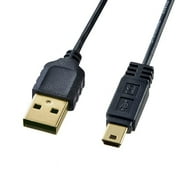 Sanwa Supply KU-SLAMB505BKK Extra Fine Mini USB Cable (Mini B Type, Black, 0.5m)
