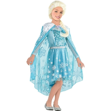 Suit Yourself Frozen Elsa Cape for Children, One Size, Features Frosty Blue with White Snowflake Designs and Glitter