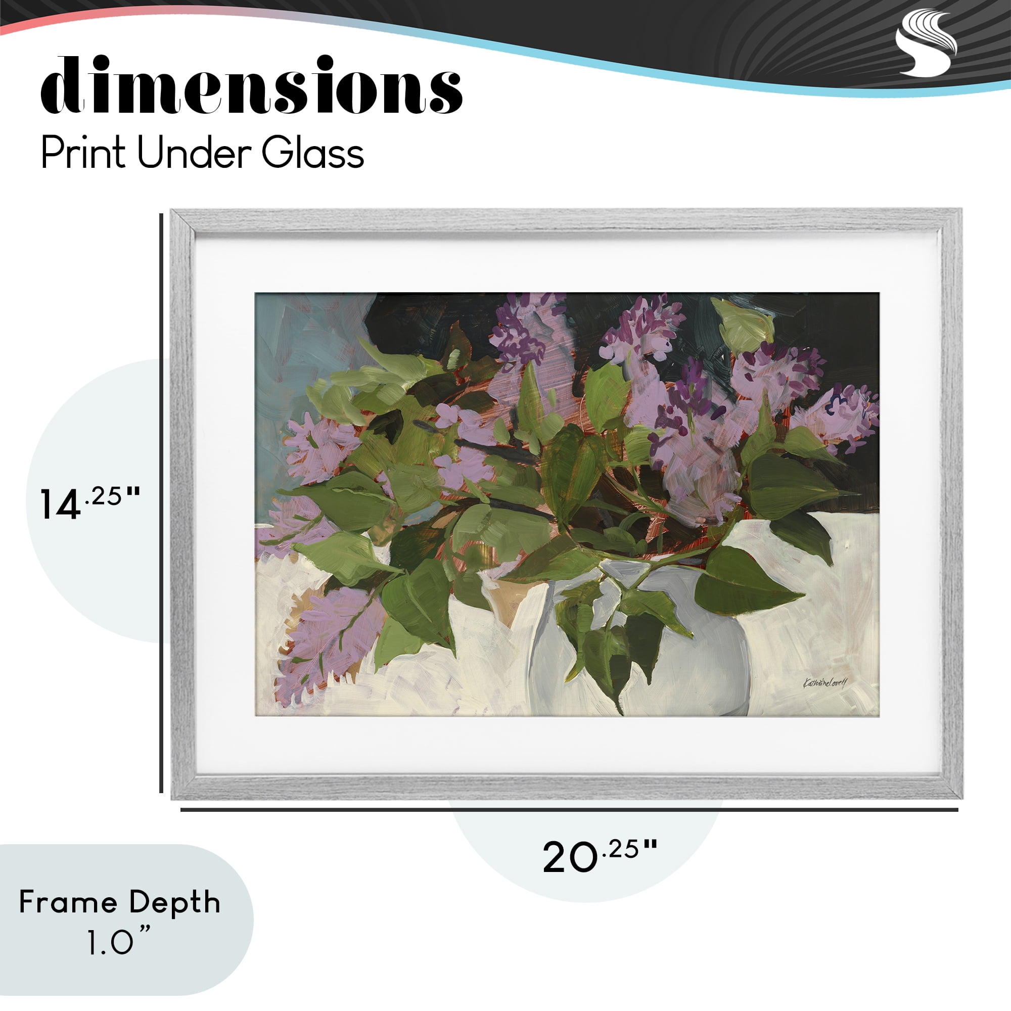 Stupell Industries June Lilacs Bouquet Gray Framed Print Under Glass, design by Katherine Lovell