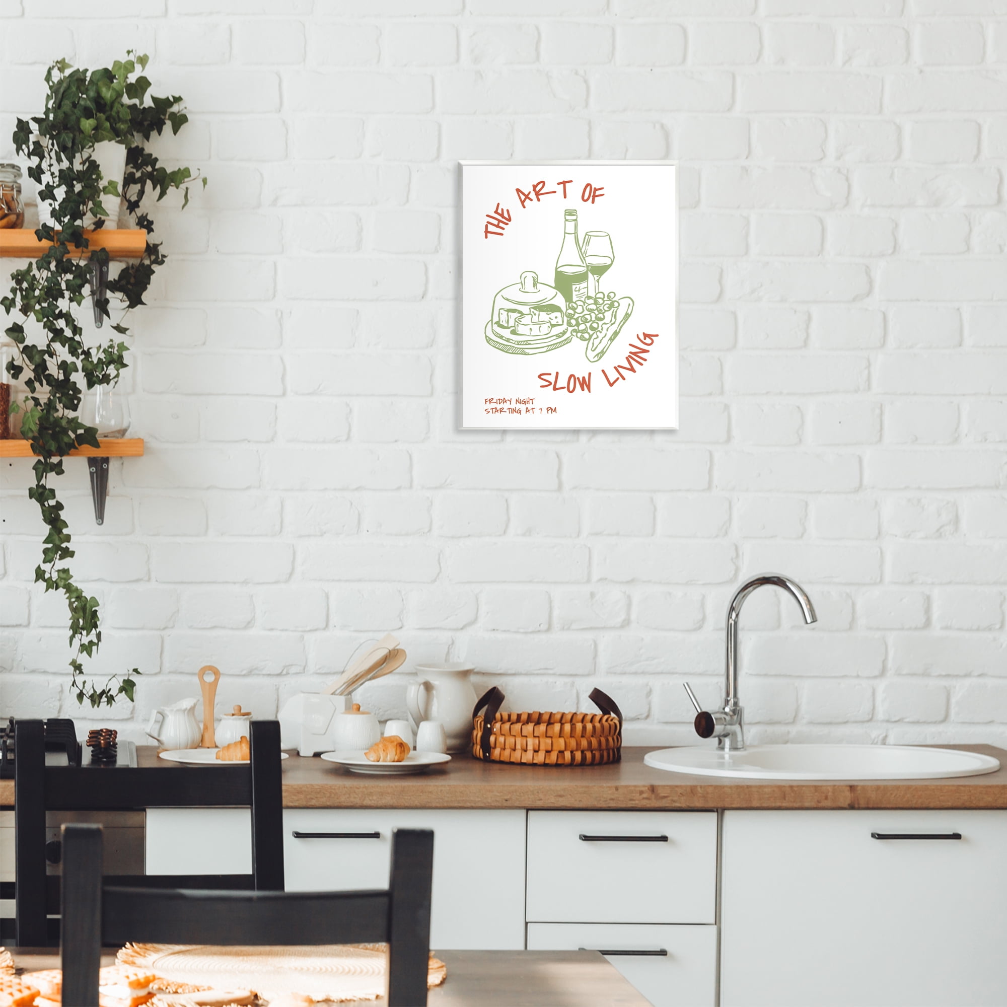 Stupell Industries Slow Living Wine & Cheese Wall Plaque Art, design by The Prints Vibe