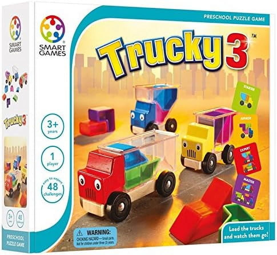 SmartGames Trucky 3 Wooden Skill-Building Puzzle Game Moving Trucks for Ages 3+