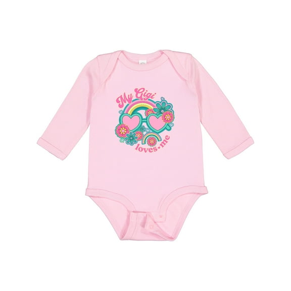 Inktastic My Gigi Loves Me Girls Rainbow Granddaughter Girls Long Sleeve Baby Bodysuit