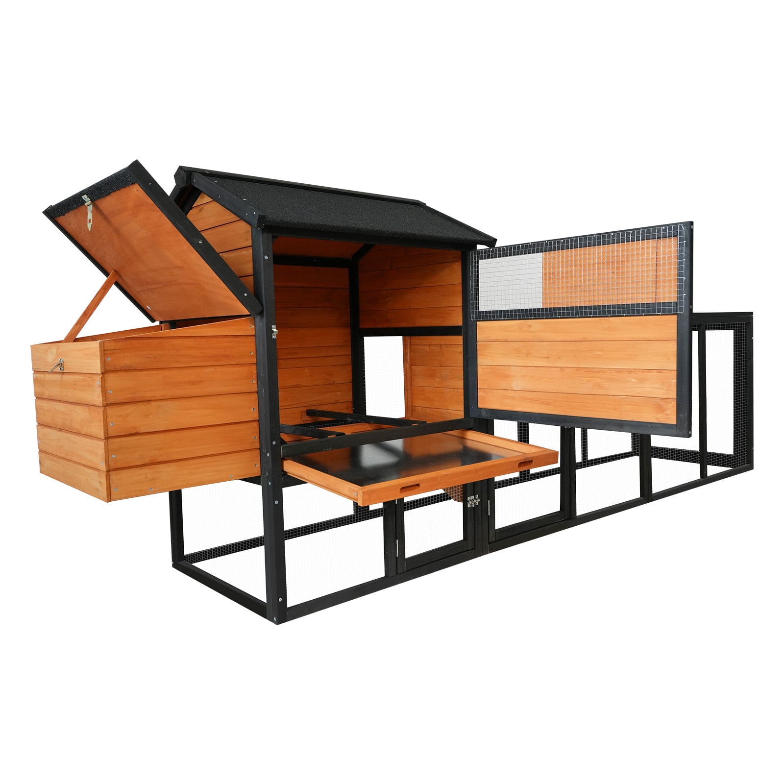 Large Wooden Chicken Coop with Outdoor Run - Waterproof & Anti-UV Hen House, Rabbit Hutch, Poultry Cage with Nesting Box