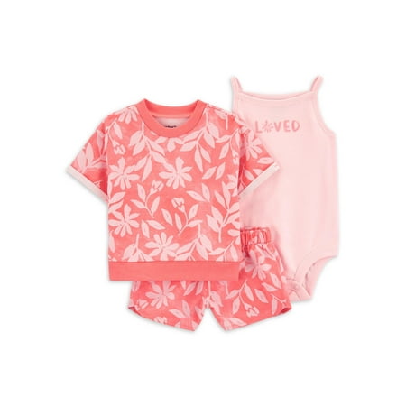 Carter's Child of Mine Baby Girl Shorts Outfit Set, 3-Piece, Sizes 0/3-24 Months