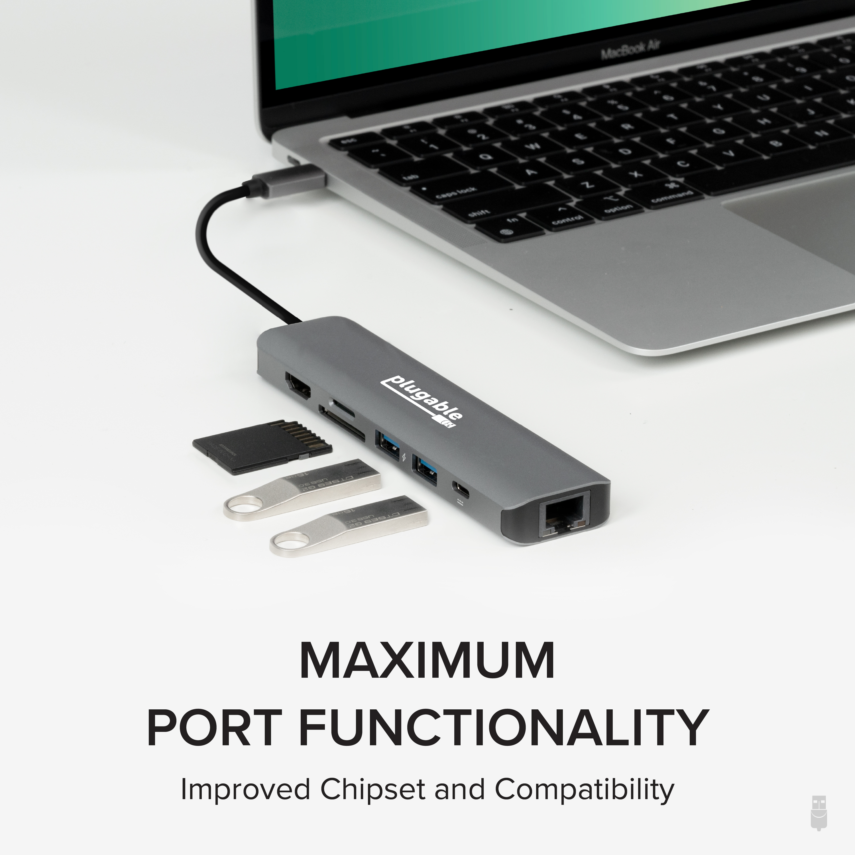 Plugable 7-in-1 USB C Docking Station with Ethernet - Driverless Compatibility with Mac, Windows, Chromebook, Dell XPS and Thunderbolt (100W Charging, Gigabit Ethernet, 4K HDMI, 2x USB, SD/microSD) - image 6 of 8
