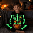 thumbnail image 2 of Boys Halloween Skeleton Pajamas Glow in The Dark Cotton 2 Piece Sleepwear Set Long Sleeve Kids PJs for Toddler Boys 2T, Pumpkin, 2 of 6