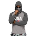 thumbnail image 2 of Men's USA Patriotic Hoodie with Built-in Face Mask and Raglan Sleeves Featuring UPF 50+ Sun Protection for Independence Day Fishing Hiking Camping or Outdoor Work Light Gray M, 2 of 6