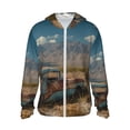 thumbnail image 2 of Uemuo Deserted Classic Car Landscape Pattern Women's Full Zip UPF 50+ Sun Protection Hoodie Jacket Long Sleeve Sun Shirt Hiking Outdoor Performance with Pockets-Medium, 2 of 9