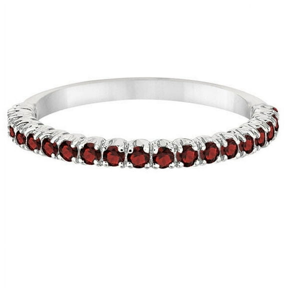 Half-Eternity Pave Garnet Stacking Ring 925 Sterling Silver Gemstone Jewelry For Women Gift