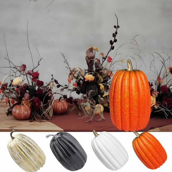 Large Fake Pumpkins for Decorating Big Decorative Foam Pumpkins for Fall Decor, Artificial Plastic Pumpkins Perfect for Halloween Decor Thanksgiving Table Decor