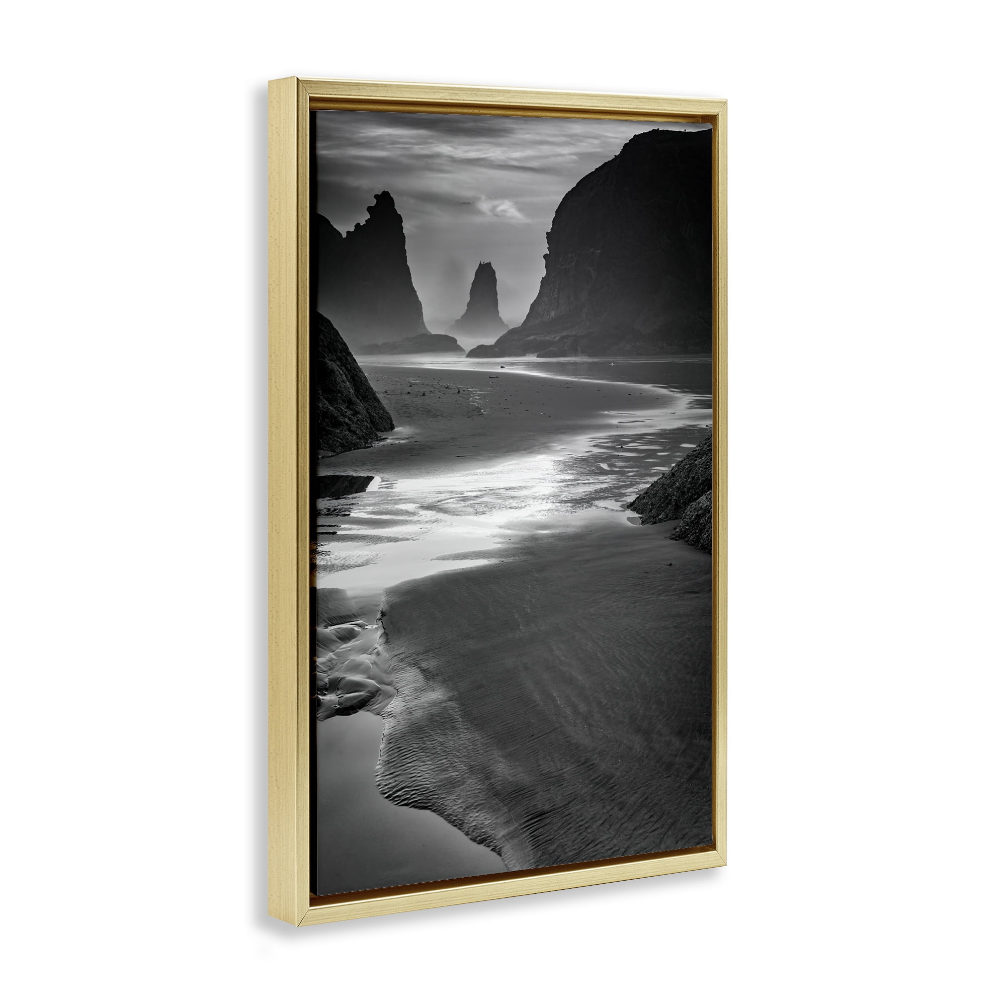 Stupell Industries Last Light On Bandon Beach Gold Framed Floater Canvas Wall Art, design by Rick Berk