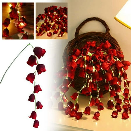 

String Lights Outdoor Decoration LED Convallaria Bouquet 10 Home Decor Bedroom Nightlight ( Red)