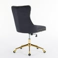thumbnail image 5 of Velvet Upholstered Tufted Button Home Office Chair with Golden Metal Base,Adjustable Desk Chair Swivel Office Chair Black, 5 of 5