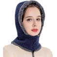thumbnail image 1 of Ladies Elegant Knitted Balaclava Hat Women s Scarf Hat Set with Zip Neck Ear Warmer Thick Windproof Fleece Padded Hood Cycling Skiing Cap Winter Outdo, 1 of 4