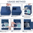 thumbnail image 4 of Caja fuerte para niños de 3 a 12 años, caja fuerte con código, caja fuerte electrónica, cajero automático, hucha, niño, juguete, regalo para niños, azul marino JM, 4 of 5