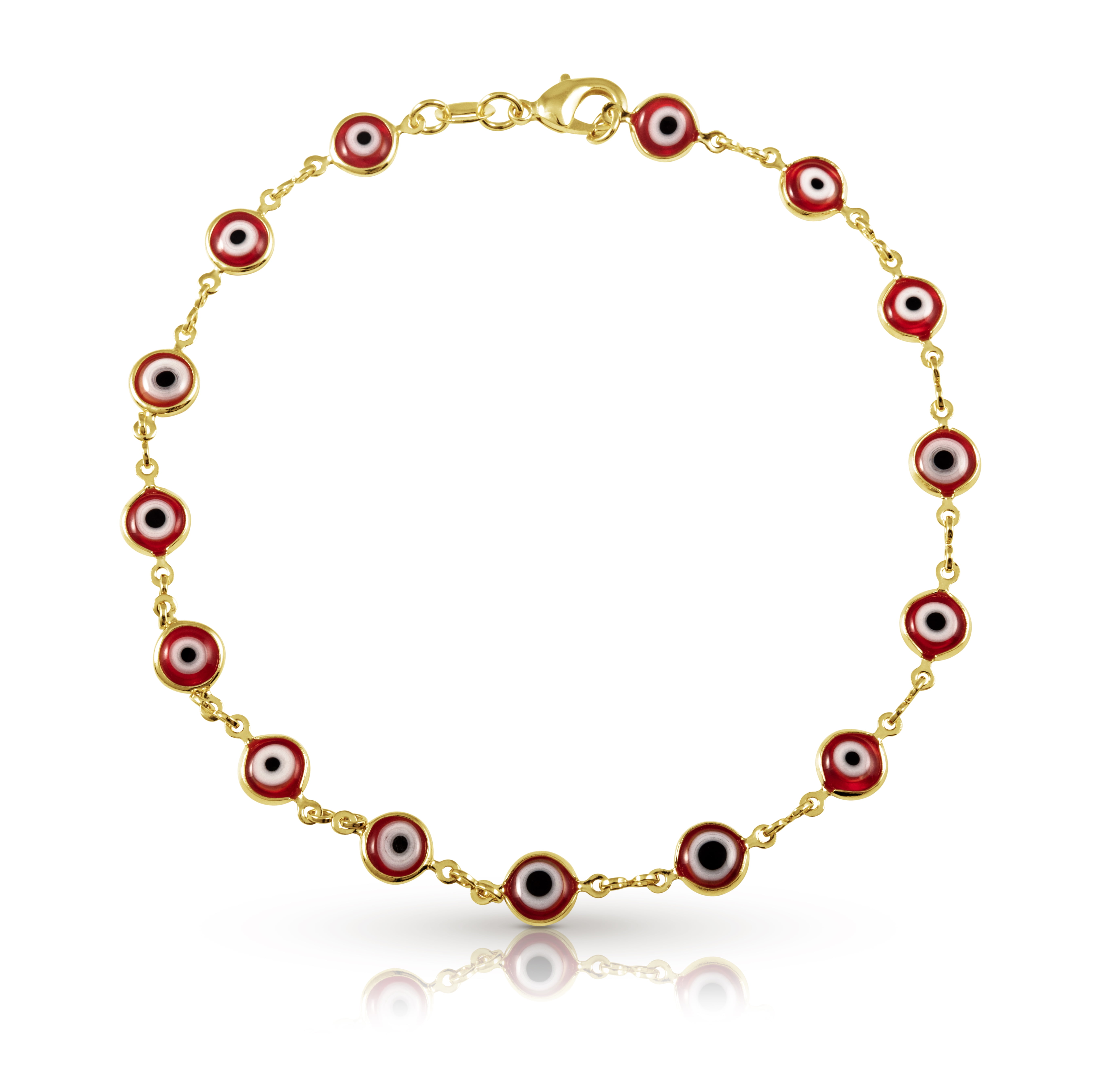 Peermont 18k Gold Plated Evil Eye Ankle Bracelet- 10'
