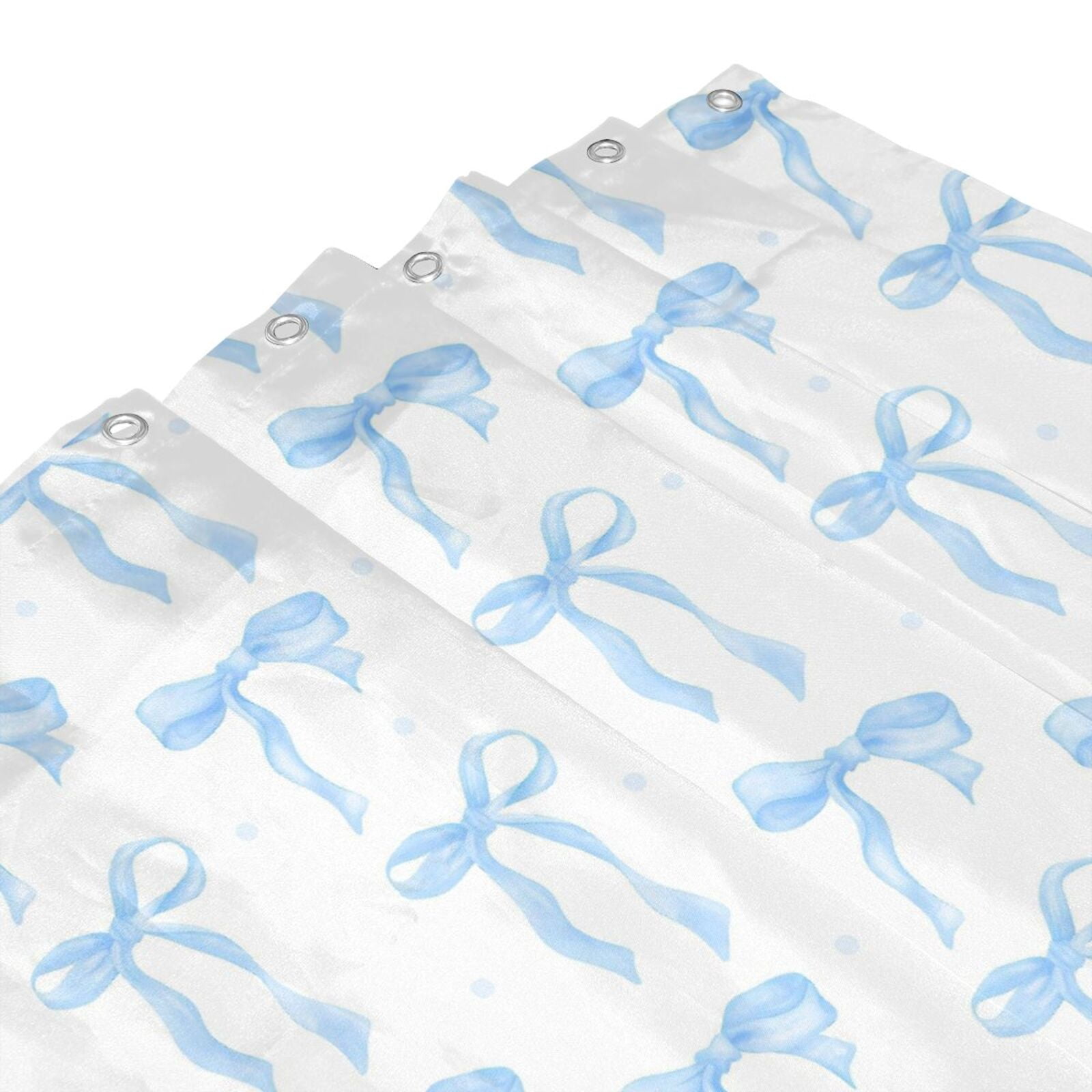HVEST Blue Bow Shower Curtain with Blue and White Design - Modern Simple Aesthetic Bathroom Decor, Waterproof Polyester Fabric, Includes 12 Hooks, 72x72 Inches
