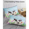 thumbnail image 2 of Spring Easter Pillow Cases Standard Size Set of 2 - Microfiber Bed Throw Pillow Covers, Blue Botanical Tulip Rabbit Butterfly Decorative Lumbar Pillow Cover with Envelope Closure for Sofa 20"x26", 2 of 6