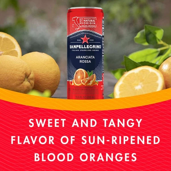 Sanpellegrino Italian Sparkling Drink, Aranciata Rossa, 11.15 fl oz, 12 Cans
