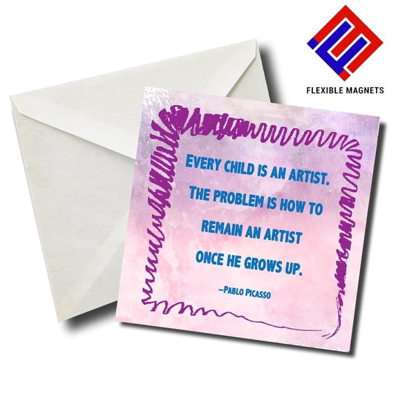 Every Child Is An Artist - Pablo Picasso, Inspirational Quote Magnet for refrigerator. Great Gift! By Flexible Magnets