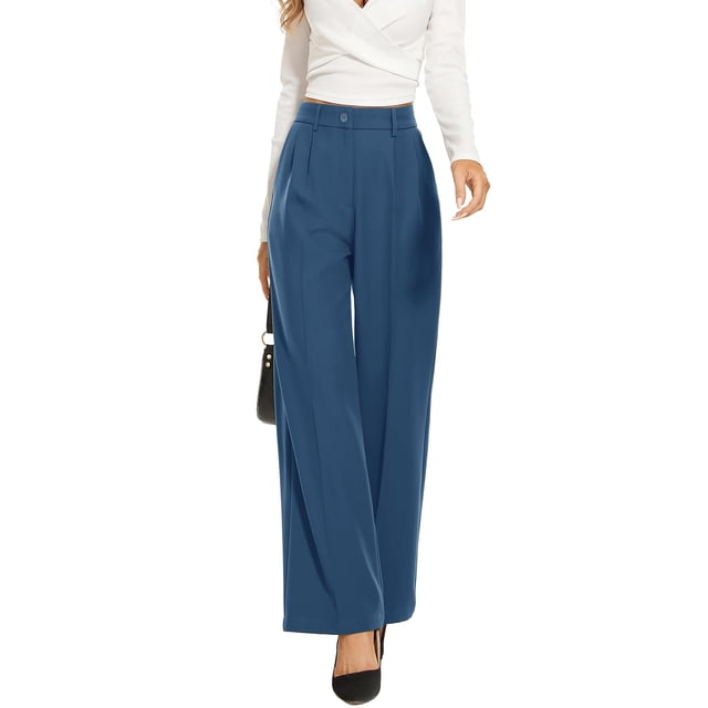 Pantalones anchos FUNYYZO Pantalones de negocios de cintura alta para mujer