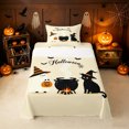 thumbnail image 2 of Erosebridal Halloween Witch Skull Twin Sheets, Kawaii Vampire Bedding, Peach Black, Halloween Reversible, 3 Pieces, 1 Flat Sheet, 1 Fitted Sheet and 1 Pillowcase, 2 of 6