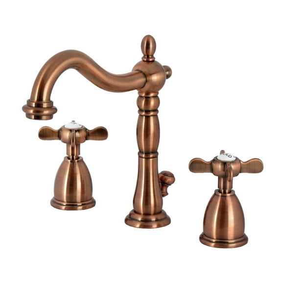 Kingston Brass KB197BEXAC Essex Widespread Bathroom Faucet with Brass Pop-Up, Antique Copper