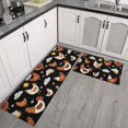 thumbnail image 2 of Rooster and Sun Black Pattern Anti Fatigue Kitchen Rugs Set Of 2, Non Slip Washable Decorative Floor Mats for Kitchen Sink Laundry, 17"x30" and 17"x47", 2 of 6