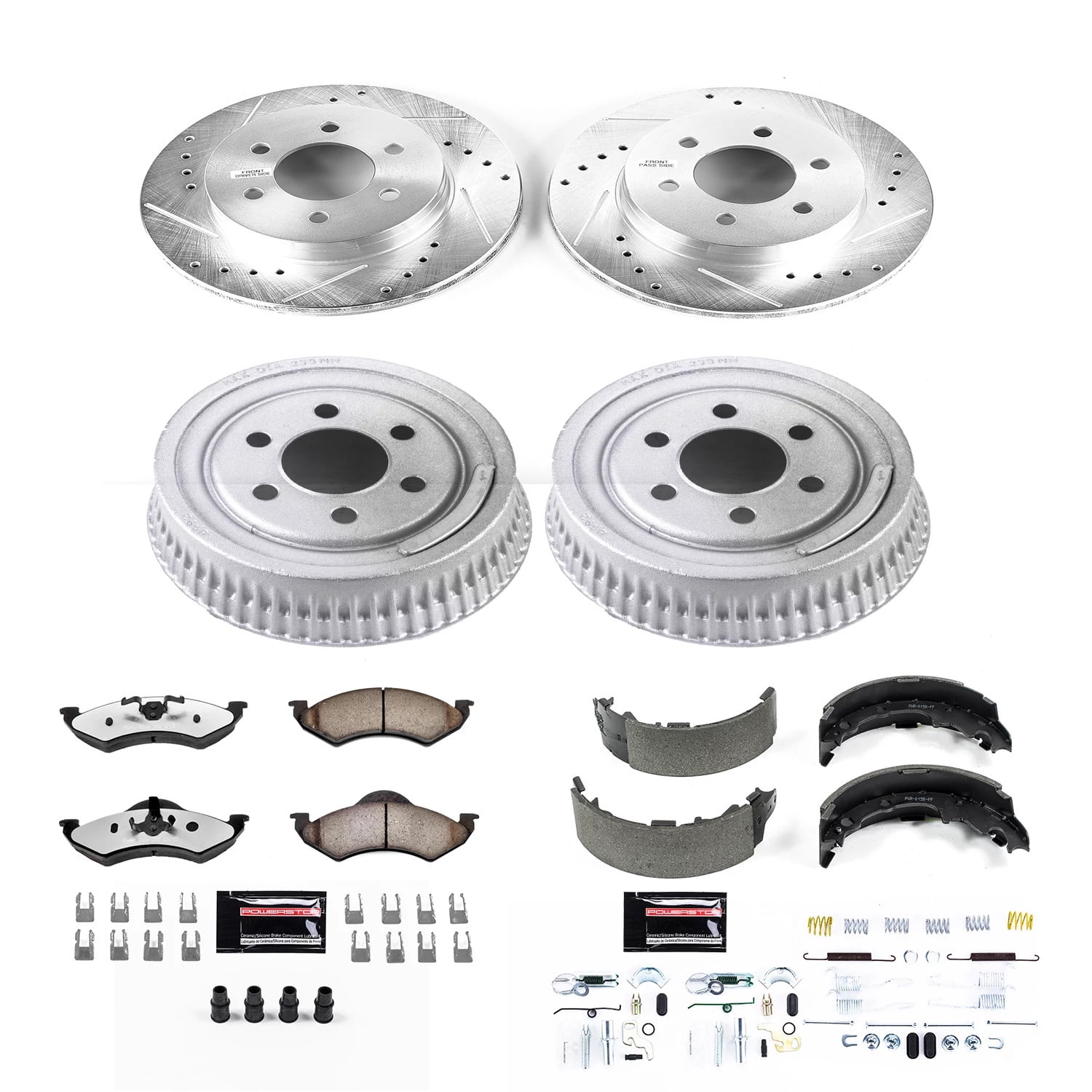 PowerStop Front and Rear Z36 Truck & Tow Brake Pad Rotor Drum and Shoe Kit Fits: DODGE Select Models K15072DK-36