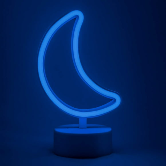 Amped  Co Moon LED Light, Crescent Moon Desk Light, 7"" Mini Neon Collection