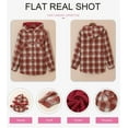 thumbnail image 5 of Womens Plaid Shacket Jacket Long Sleeve Button Down Fleece Hooded Jackets Warm Coat, 5 of 6